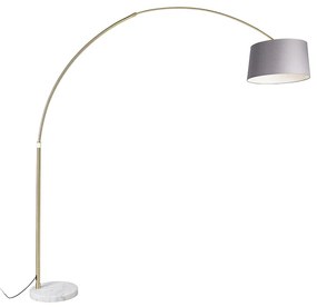 Ív lámpa sárgarézből, szürke márvány szövetbúrával 45 cm - XXL