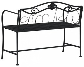 kétszemélyes fekete acél kerti pad 104 cm