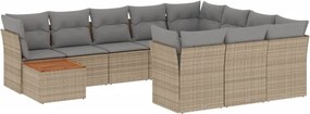 vidaXL 11részes vegyes bézs polyrattan kerti ülőgarnitúra párnákkal