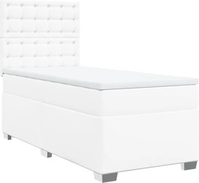 vidaXL fehér műbőr rugós ágy matraccal 90 x 200 cm