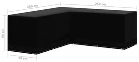 L-alakú kerti bútor huzat 12 fűzőlyukkal 250 x 250 x 90 cm