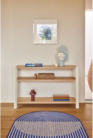 Krémszínű-világos natúr színű polcos állvány tölgyfa dekorral 126x84x43 cm Bona – Teulat
