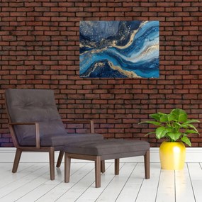 Üveg kép - Kék-arany absztrakt márvány (70x50 cm)