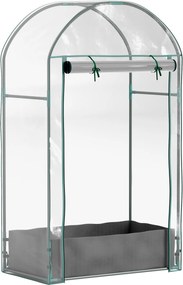 Outsunny Kertészeti Üvegház, Erkély Üvegház, Erősített PVC Huzat, Acél Váz, Rolós Cipzáras Ajtó, Növényfakkal, Zöldségekhez, Benti és Kinti Használatr