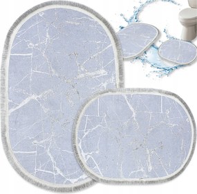 Fürdőszobaszőnyeg Szett Csúszásgátló 2 Részes Szürke Ovális 60X100