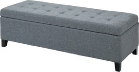 HOMCOM Kárpitozott Pad, Tárolós Pad Fedéllel, Vászon Hatású, Ládaszerű Pad, Tároló Pad Nappaliba, Hálószobába, Szürke, 125 x 49 x 41.5 cm | Aosom