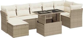 vidaXL 8 részes bézs polyrattan kerti ülőgarnitúra párnával