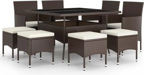 vidaXL 9 részes barna polyrattan kerti étkezőgarnitúra