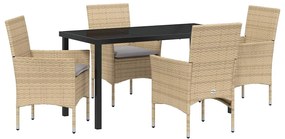 vidaXL Kert étkező szett párnával 5 pcs Bézs polirattan