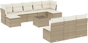 vidaXL 11 részes bézs polyrattan kerti ülőgarnitúra párnákkal
