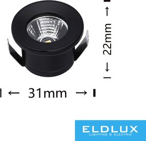 UNIVERSO mini spot lámpatest 1w 6500k 90lm 30° IP20 ∅31×22mm fekete