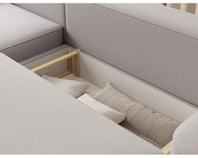 Világosszürke zsenília kinyitható-tárolóhelyes sarokkanapé (bal oldali-heverő résszel) Aurumm – ELTAP