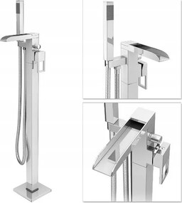 Kádtöltő Csaptelep Szabadonálló Króm Zuhanyszettel