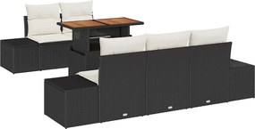 vidaXL Kert étkező szett párnával 6 pcs Fekete és Krém
