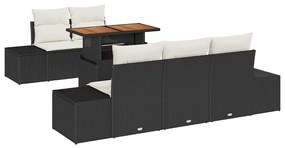 vidaXL Kert étkező szett párnával 6 pcs Fekete és Krém