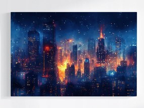 Poszter Város Panoráma Felhőkarcolók Éjszakai Fény Kilátás 60x40