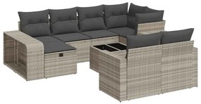 vidaXL 11 részes világosszürke polyrattan kerti ülőgarnitúra párnákkal