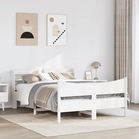 fehér tömör fenyőfa ágykeret fejtámlával 120 x 200 cm