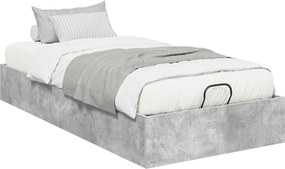 vidaXL Ottomán Ágykeret tárolóval Beton Szürke 100 x 200 cm Faanyag