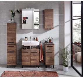 Barna függő fürdőszoba szekrény tölgyfa dekorral 30x72 cm Set 374 - Pelipal