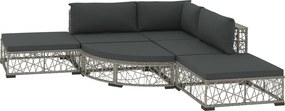 vidaXL 6 részes szürke polyrattan kerti ülőgarnitúra párnákkal