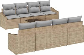 vidaXL Kanapé Szett párnával 9 pcs Beige és Világosszürke polirattan