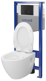 Cersanit Moduo, System50 MECH süllyesztett keret + függő WC csésze Moduo Plus CleanOn + fekete gomb MOVI II, S701-766