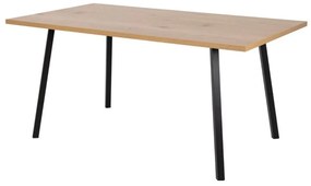 Asztal Oakland 614Fekete, Vad tölgy, 75x90x160cm, Közepes sűrűségű farostlemez, Fém