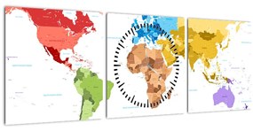 Kép - világtérkép (órával) (90x30 cm)