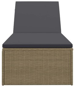 Barna és sötétszürke polyrattan napozóágy