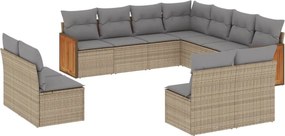 vidaXL 11 részes bézs polyrattan kerti ülőgarnitúra párnákkal