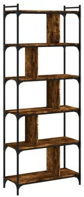 6 szintes füstös tölgy színű fa könyvespolc 76 x 32 x 192 cm