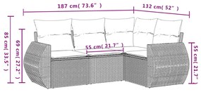 4 részes világosszürke polyrattan kerti ülőgarnitúra párnákkal