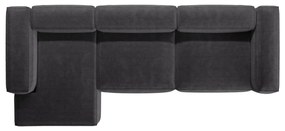 Sötétszürke kordbársony sarokkanapé (bal oldali-heverő résszel) Bergano – Cosmopolitan Design