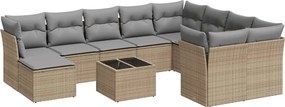 vidaXL 11 részes bézs polyrattan kerti ülőgarnitúra párnákkal
