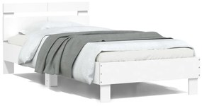 fehér ágykeret fejtámlával és LED-világítással 100 x 200 cm