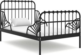 vidaXL kihúzható fekete fém ágykeret 80 x 130/200 cm