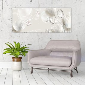 Kép - tulipánok a buborékok között (120x50 cm)