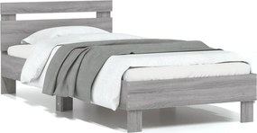 vidaXL szürke sonoma színű szövet ágykeret fiókokkal 75x190 cm
