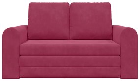 Floor Sofa Bed 2 az 1-ben Borvörös 148x71x83 cm Velúr