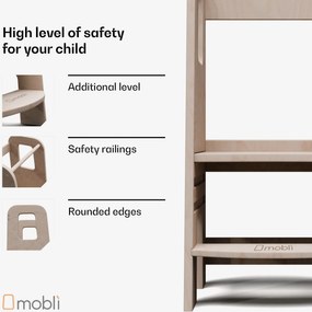 Mobli Ully Montessori, tanulótorony, MDF, 40,5 x 86 x 38 cm, állítható magasságú