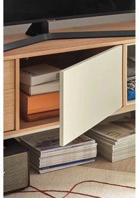 Yoko krémfehér TV-állvány tölgyfa dekorral - Teulat