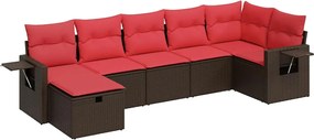 vidaXL 7 részes barna polyrattan kerti ülőgarnitúra párnákkal