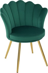 HOMCOM Shell Szék Velúr Sminkasztal Szék Nappali Szék Arany Fém Lábakkal 67H x 64W x 77 cm Zöld | Aosom
