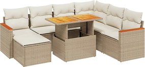 vidaXL 8 részes bézs polyrattan kerti ülőgarnitúra párnával