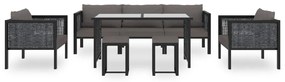 vidaXL 8 részes antracitszürke kerti polyrattan ülőgarnitúra párnákkal