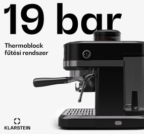 Klarstein Bella Café Karos kávéfőző, Vintage, daráló, 19 bar, Tejhabosító, Nyomásmérő, 1150 W