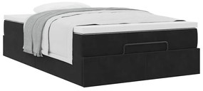 fekete bársony ottomán ágy matraccal 120x190 cm