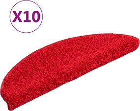 vidaXL 10 db piros, félkör alakú lépcsőszőnyeg 56 x 17 x 3 cm