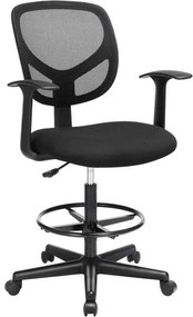 Ergonomikus irodai szék kartámaszokkal, forgó szék 55-75 cm ülésmagasság, Fekete